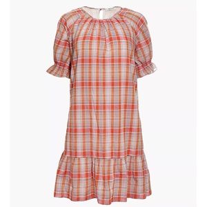 NWT Madewell Plaid Ruffle Sleeve Popover Dress S